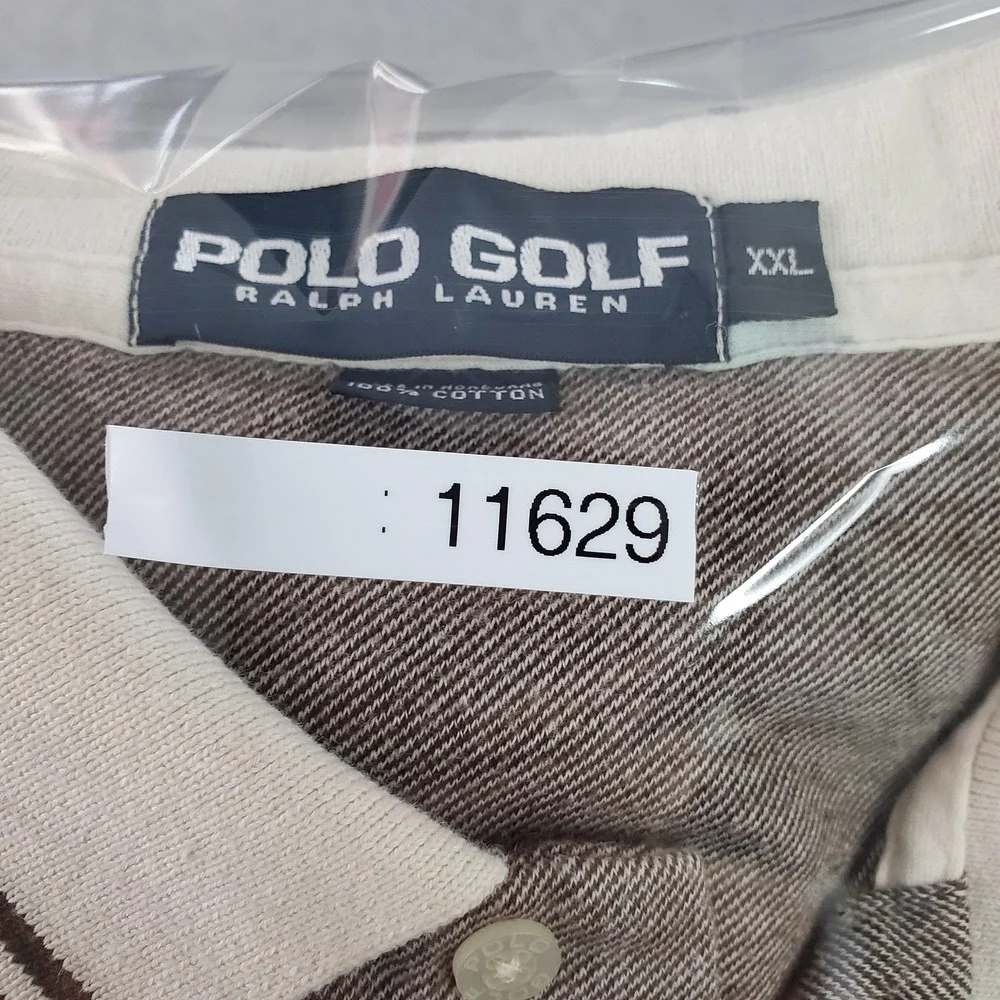 Polo Golf Ralph Lauren Polo Shirt Mens 2XL Brown Long Sleeve Cotton Knit Logo